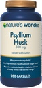 Nature's Wonder Psyllium Husk 500 mg Κάψουλες για Digestive Health, Plant-based Fiber, 200 Count