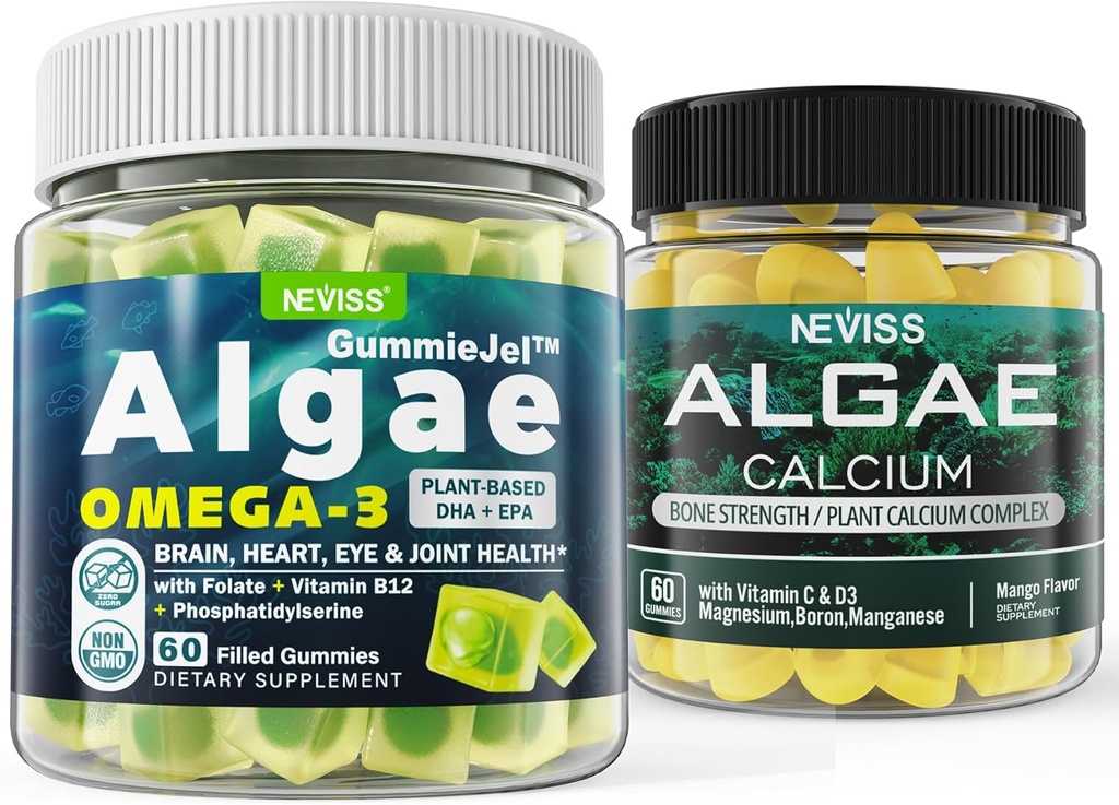 Algae Omega 3 Gummies + Marine Algae Calcium Gummies Bundle