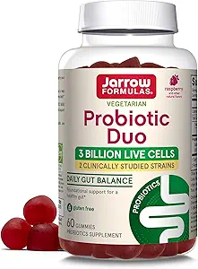 Jarrow Formulas Probiyotik Duo, Immune Health ve Digestive Support için 3 Milyar Canlı Hücre Tamam, 60 Raspberry Flavor Probiyotik Gummies, 30 Day Supply (Pack of 12)