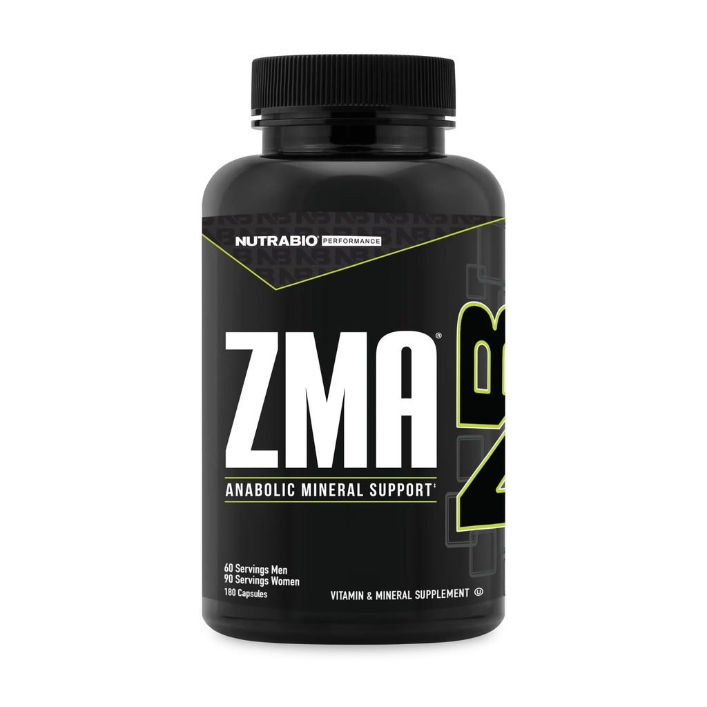 NutraBio ZMA Συμπληρώματα για άνδρες & γυναίκες- Ψευδάργυρος Μαγνήσιο Συμπληρώματα για την υποστήριξη επίπεδα ορμονών, μέγιστη απόδοση, ύπνος, αποκατάσταση μυών, ανοσοποιητική υγεία, 180 Ct.