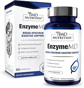 1MD Beslenme EnzymeMD - Digestive Enzymes Supplement - Doktor Formulated | 18 Plant-Based Enzymes - Gas & Bloating Support | 60 Capsules