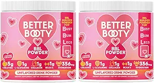 Kadınlar için Kretine Monohidrat Tozu, Kompleks w. 5Gtina Cildi + Glutamine, Collagen, BCAAs & Hydration Blend Energy, Muscle + Glute Builder, Unflavored 2Pack (60 Hizmet)