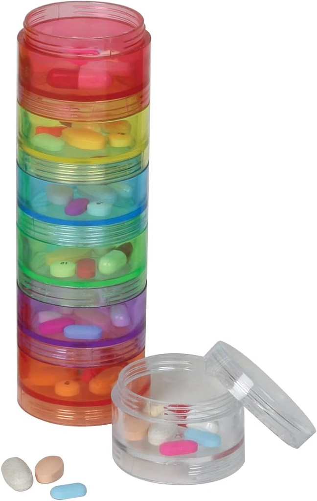 Ezy Do Weeklyse (7-Day) Daily Stackable Pill Case, Tıp Planlayıcı, Vitamin Organize Kutusu, Medium Detachable Karşılaştırmalar, Kullanımı Kolay, Rainbow Colors, Faraday Free