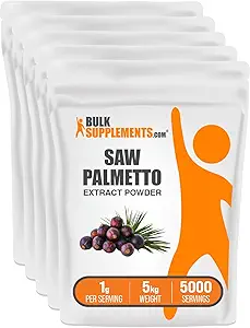 BulkSupplements.com Saw Palmetto Extract Powder - Serenoa Repens, Saw Palmetto Supplement, Βότανο συμπλήρωμα - Vegan & Gluten Free, 1g ανά Σερβίρισμα, 5kg (11 λίβρες) (Pack of 5)