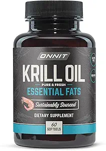 ONNIT Antarktika Krill Oil Soft Gels, IGENTM Non-GMO Tested Diyetary Supplement with Omega-3s, EPA, Astaxanthin & Phospholipids for Cognitive, Cardiovascular & Ortak Sağlık, 1000 mg Per Servis, 60