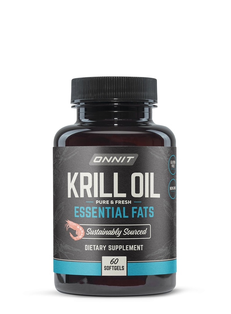 ONNIT Antarktika Krill Oil Soft Gels, IGENTM Non-GMO Tested Diyetary Supplement with Omega-3s, EPA, Astaxanthin & Phospholipids for Cognitive, Cardiovascular & Ortak Sağlık, 1000 mg Per Servis, 60