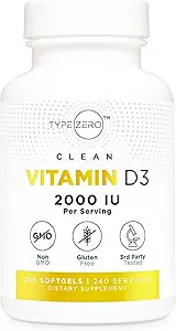 Tip Zero Vitamin D3 2000 iu, 240 Softgels - Non-GMO & Gluten Free