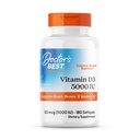 Doktor'un En İyi Vitamin D3 5000IU, Non-GMO, Gluten & Soy Free, Regulates Immune Function, Supports Health Bones, White, No Flavour, 180 Count