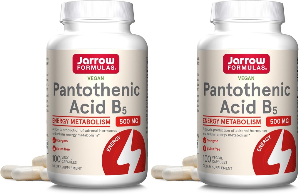 Jarrow Formulas Pantothenic Acid B5 500 mg - 100 Veggie Caps - Essential B Vitamin - Enerji Prodüksiyon & Metabolism Desteği - 100 Hizmet (Pazarlama 2)