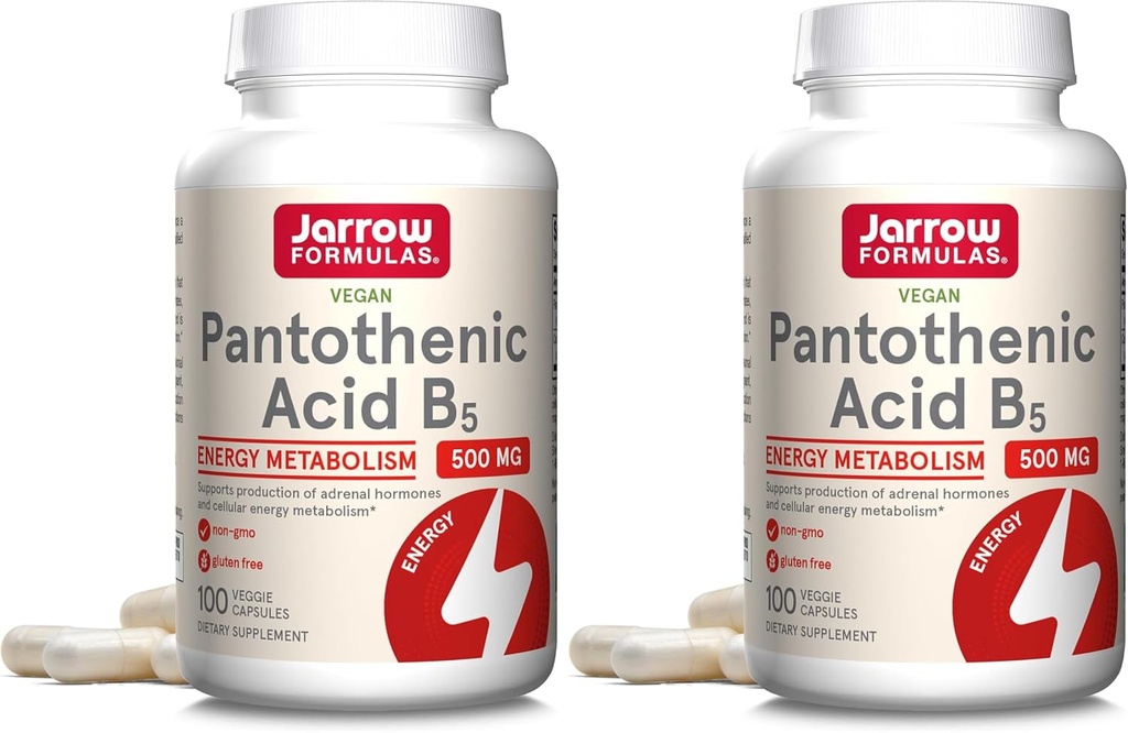 Jarrow Formulas Pantothenic Acid B5 500 mg - 100 Veggie Caps - Essential B Vitamin - Enerji Prodüksiyon & Metabolism Desteği - 100 Hizmet (Pazarlama 2)