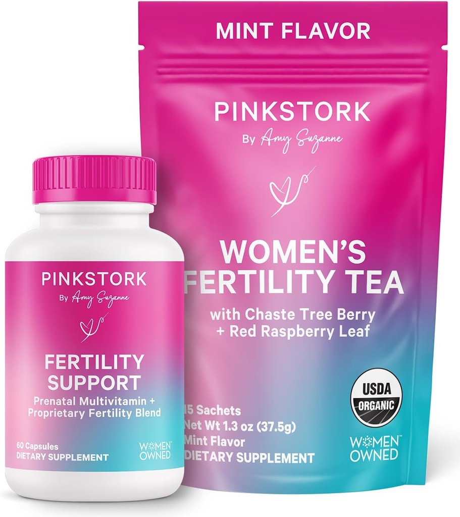 Pink Stork Ferttitude Sche for Women – Conception Tea + Prenatal Vitamin Support with Inositol, Vitex, Folate & Ashwagandha – Supports Hormon Balance, Rise Health & Preconception Wellness Wellness