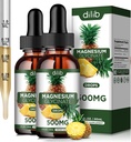 (2 Pack) Magnezyum Glycinate Supplement, Liquid Magnezyum Glycinate Liquid Drops 500 mg-Depres, Rahatlama, Mood, Sleep, Bone & Muscle-4 Fl Oz, Vegan, Pineapple Flavor