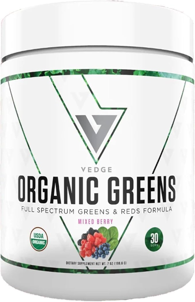 Vedge Nutrition Organic Greens - Vegan Plant-Based Superfood Toz - Enerji, Antioksis & Recovery için Mix - Full Spectrum Greens for Athletes - 30 Services - Karma Berry Flavor Flavor