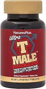 NaturesPlus Ultra T Male, Extended Release - 60 Bi-layered Tablets - Supports Muscle Gain - Vegetarian, Gluten Free - 30 Servings
