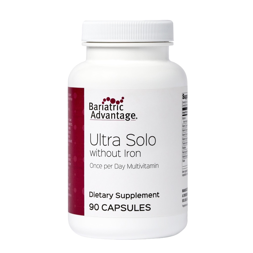 Bariatrik Avantajı Demir Olmadan Ultra Solo - Bir Zamanlı Günlük Multivitamin - Bariatrik Hastalar için - Thiamin, A & More - Gluten Free - 90 Capsules