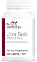 Bariatrik Avantajı Demir Olmadan Ultra Solo - Bir Zamanlı Günlük Multivitamin - Bariatrik Hastalar için - Thiamin, A & More - Gluten Free - 90 Capsules