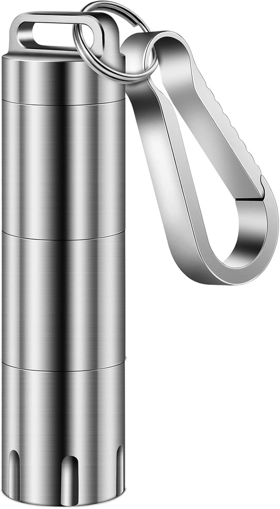 TISUR Titanium Μικρός κάτοχος χαπιών μπρελόκ, Φορητή θήκη χαπιών Αδιάβροχη θήκη χαρτοκιβωτίων τσέπης Carrier για να κρατήσει χάπια, βιταμίνες, ιχθυέλαιο, συμπληρώματα