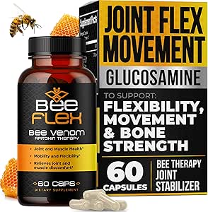 Bee Flex Joint Support Supplements - Γλυκοζαμίνη & Κουρκουμάς για την κοινή & μυϊκή υγεία, την ενισχυμένη κινητικότητα, την ευελιξία και την άνεση - Natural Cartilage Support Complex - 60 κάψουλες (1)
