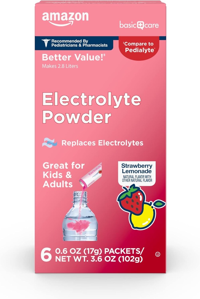 Temel Bakım Elektrolyte Toz Paketleri, Strawberry Lemonade, 6 Kont (4000 of 1)
