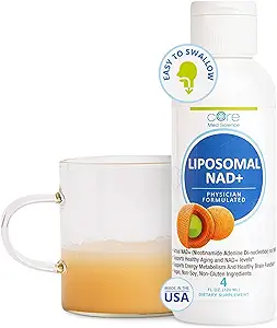 Core Med Science Liposomal NAD Supplement Liquid, 4 Fl Oz - NMN or Nicotinamide Riboside Alternative - Supports Healthy Aging & Energy Metabolism - Nicotinamide Adenine Dinucleotide Supplement