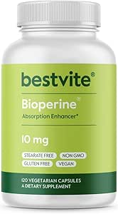 Bioperine 10mg (120 κάψουλες χορτοφάγων) - Δεν Stearates - Vegan - Μη ΓΤΟ - Χωρίς γλουτένη - Ενίσχυση απορρόφησης