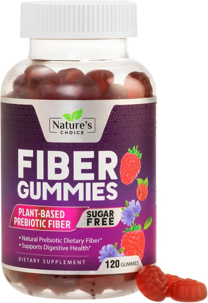 Yetişkinler için Fiber Gummies, Sugar Free Daily 4g Gummy Fiber Supplement, Prebiyotik Gummy Digestive Health Support - Plant bazlı Chews, Prebiyotiks Supports Regularity & Digestion - 120 Gummies