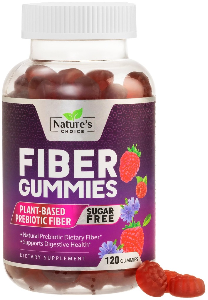 Yetişkinler için Fiber Gummies, Sugar Free Daily 4g Gummy Fiber Supplement, Prebiyotik Gummy Digestive Health Support - Plant bazlı Chews, Prebiyotiks Supports Regularity & Digestion - 120 Gummies