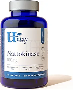 Utzy Naturals Nattokinase | 2000 FU per Service from Japanese Natto | for Cardiovascular and Circulatory Support | 60 Softgels