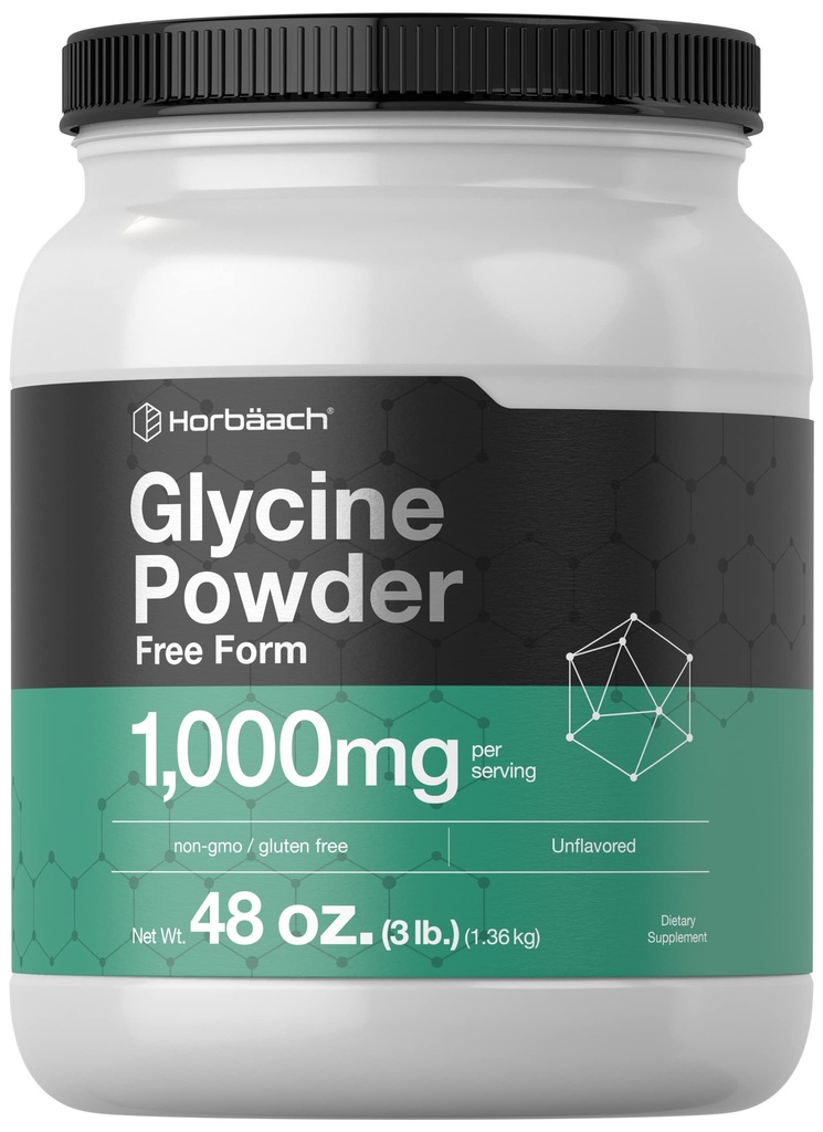 Horbäach Glycine Toz 3 lbs | Free Form Supplement | Unflavored Toz | Vegetarian, Non-GMO, Gluten Free