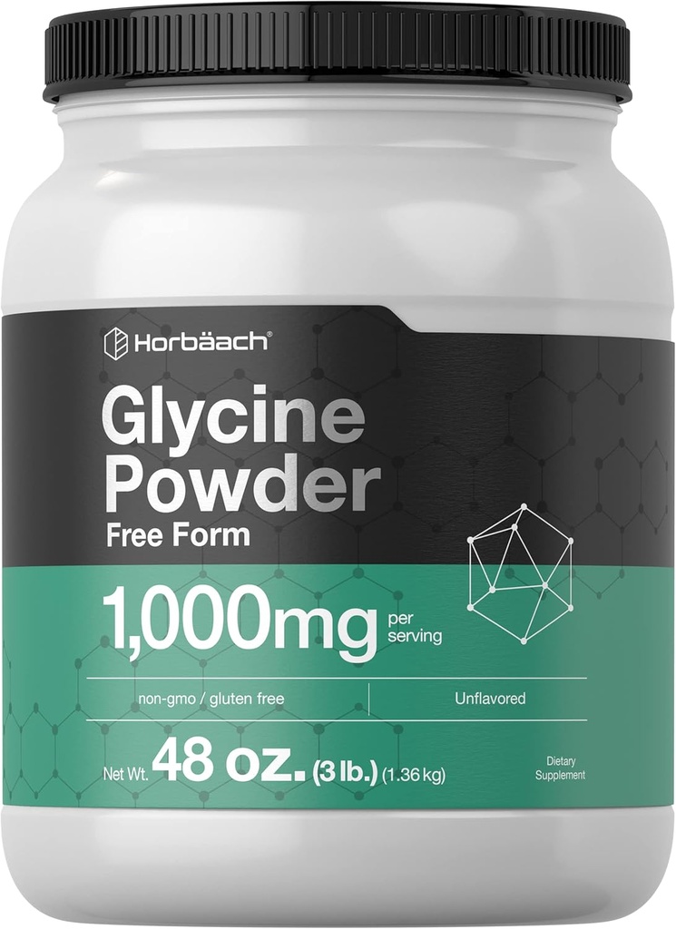 Horbäach Glycine Toz 3 lbs | Free Form Supplement | Unflavored Toz | Vegetarian, Non-GMO, Gluten Free
