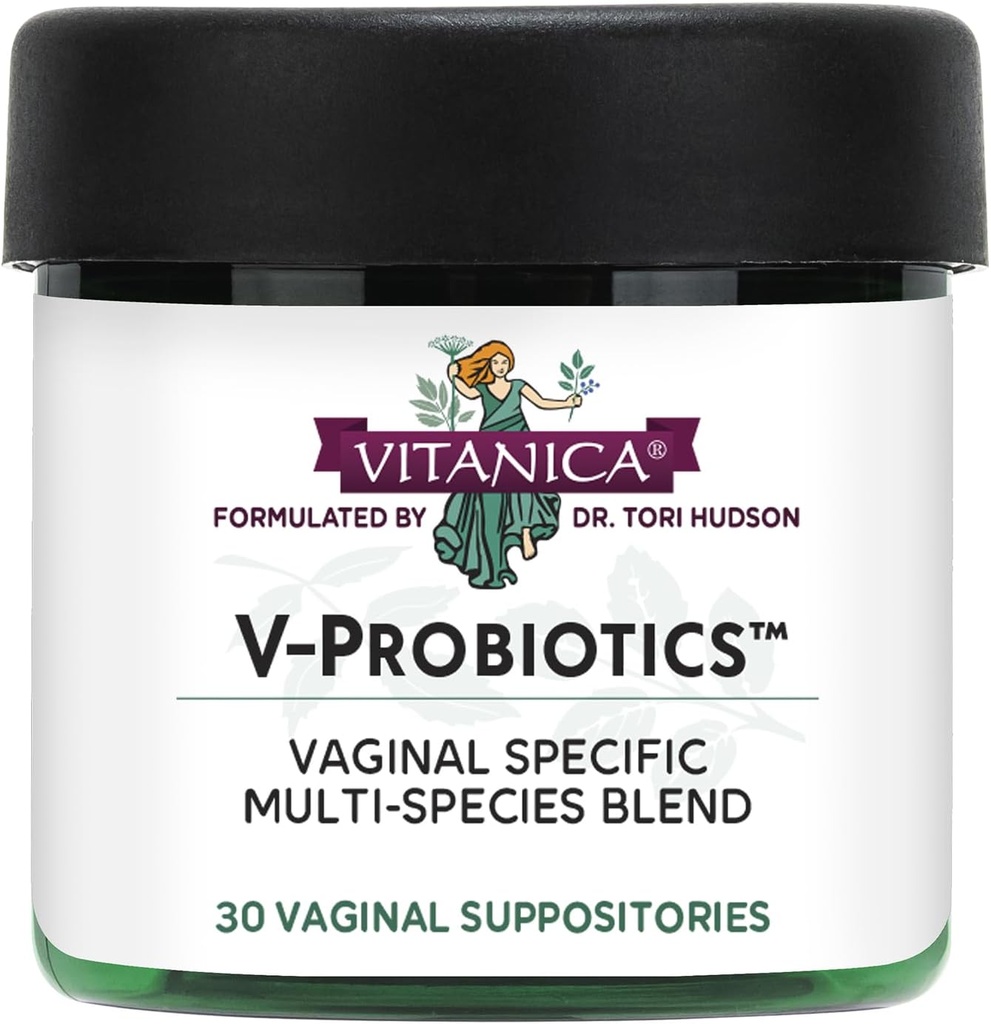 Vitanica V-Probiotics - Προβιοτικά για τις γυναίκες - Κολπικά Υποθετικά με Lactobacillus Rhamnosus, Gasseri & More - Γυναικεία Συμπληρώματα Υγείας - Lady - 30 Κολπικές Υποθεσίες