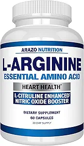 Arazo Beslenme Premium L Arginine - 1340 mg Nitrik Oksit L-Citrulline ve Enerji için Temel Amino Asitler - Uzun ve Sert Trene Güçlü NO Poker - 60 Capsules