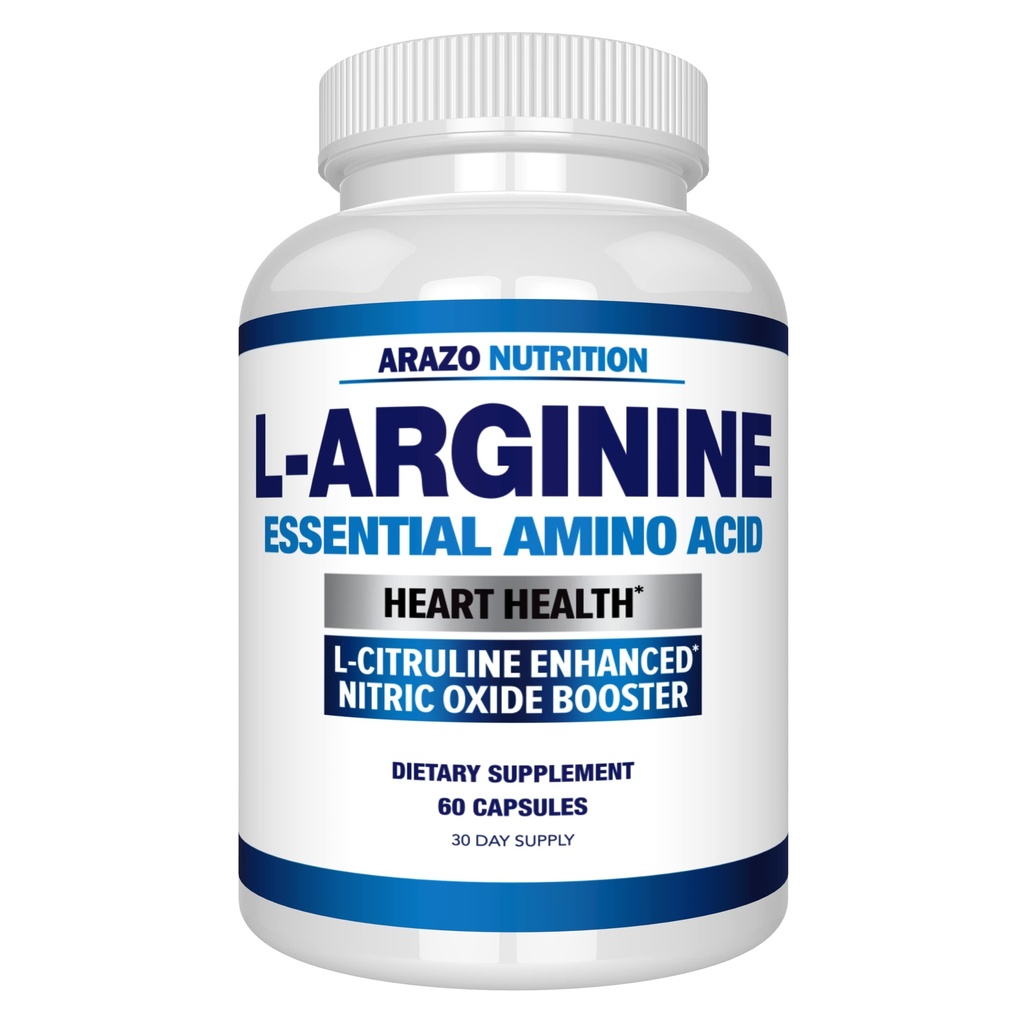 Arazo Beslenme Premium L Arginine - 1340 mg Nitrik Oksit L-Citrulline ve Enerji için Temel Amino Asitler - Uzun ve Sert Trene Güçlü NO Poker - 60 Capsules
