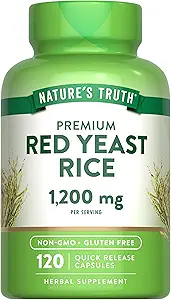 Nature's Truth Red Yeast Rice Capsules 1200 mg | 120 Kont | Non-GMO & Gluten Free Supplement Supplement