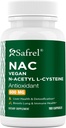 Safrel N-Acetyl-L-Cysteine (NAC) Capsules, 600 mg, 180 Kont, Respiratory, Immune, Liver Health Potent antioksidan Destek, Free-radicals, Easy to Absorb, Non-GMO, Gluten Free