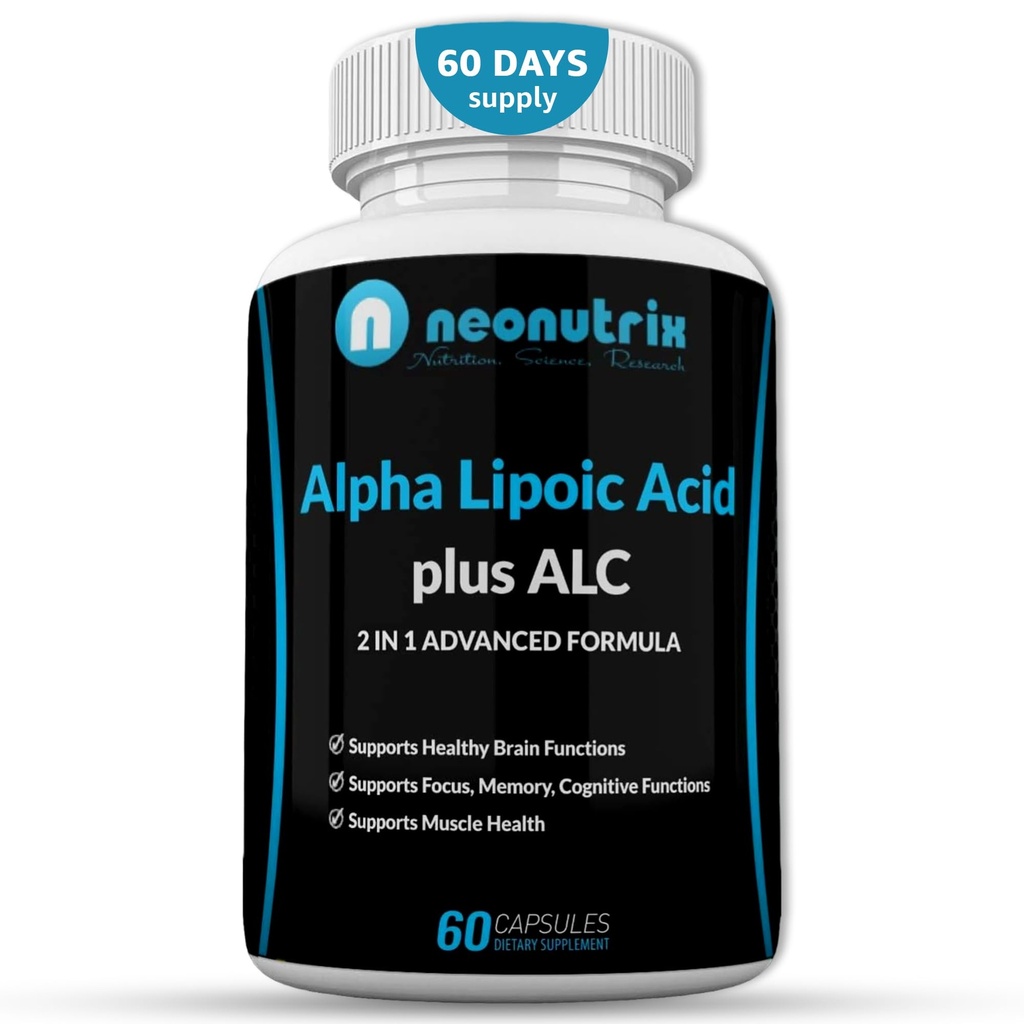 Alpha Lipoic Acid Plus Acetyl L-Carnitine Antioxidant Supplement ALC for Healthy Brain Function & Muscle Strength, Focus, Memory & Cognitive Function for Women & Men - 60 Κάψουλες από Neonutrix