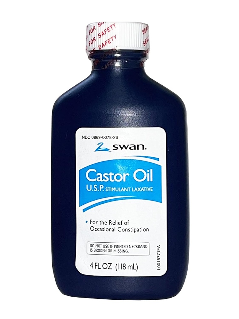 SWAN Castor Oil USP 100% Stimulant Laxative 4 FL OZ - For Relief of events
