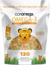 Coromega Kids Omega 3 Fish Oil Supplement, Omega-3s, Tropikal Orange + Vitamin D, 120 Single Serve Squeeze Packets