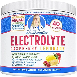 Dr. Danielle's Original Electrolyte Toz - Hydration Drink Mix Supplement - Boosts Energy & Keto-Friendly - No Maltodextrin & Sugar Free - Raspberry Lemonade Flavor