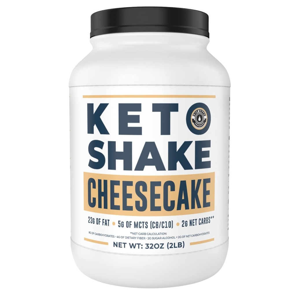 Cheesecake Keto Meal Replacement Shake [2lbs] - Ανακάτεμα σκόνης χαμηλής πρωτεΐνης υδατανθράκων, υψηλό λίπος με MCTs, κολλαγόνο Peptides και Real USA Cream Cheese