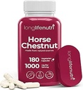 LongLifeNutri Horse Chestnut Extract 500 mg - 180 Vegetarian Capsules, Daily Wellness & Circulation için Organik Supplement, 3Month Supply, GMP sertifikalı, ABD'de Yapılan