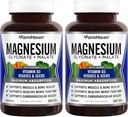 Farm Haven Magnezyum Glycinate & Malate Kompleksi w/Vitamin D3, Max Abors- Bone Health, Nerves, Muscles, 240 Capsules, 120 Days