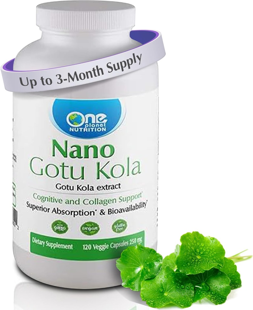 Bir Gezegen Beslenme Nano Gotu Kola 250 mg Veggie Capsules (120 Hizmet) , Gotu Kola Ekstraksiyonu, Gelişmiş Aborpsiyon için Nano, Geliştirilmiş Beyin Fonksiyonu & Collagen Synthesis, Non-GMO, Vegan, Gluten-Free