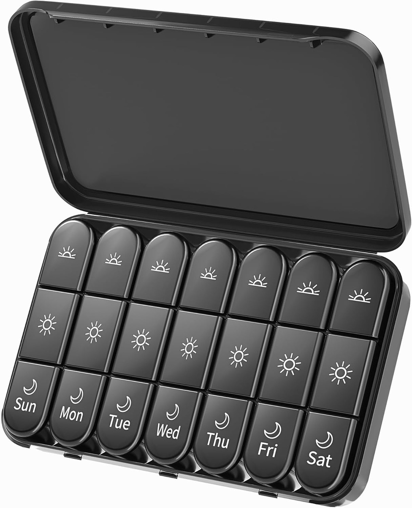 Daviky Weekly Pill Organizer 3X την ημέρα, Big Pill Box 7 Ημέρα 3 φορές την ημέρα με ξεχωριστό ελαφρύ-προϊόν εμπορευματοκιβώτιο, φορητό ταξιδιωτικό χάπι περίπτωση για τη φαρμακευτική αγωγή, βιταμίνες, ιχθυέλαιο και συμπληρώματα