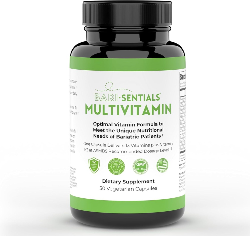 R-Kane Barisentials Bariatric Multivitamins Supplement- Post Bariatric Support for Gastric Bypass, Sleeve Gastroεκτομή, DS- Essential Daily Nutrition- 30 κάψουλες χορτοφάγων