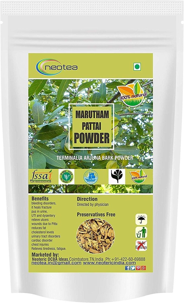 Neotea Marutham Pattai Toz | Organik Arjuna Bark Toz | Terminalia Arjuna | Ayurvedic Heart Health Toz 300 GM