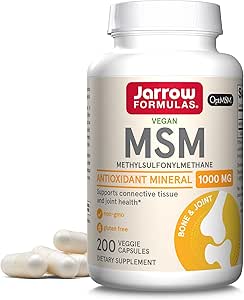 Jarrow Formulas MSM 1000 mg - 200 Veggie Capsules - Metilsulfonylmethane - Sulfur Kaynağı - Diyet Supplement Destekleri ve Ortakları Güçlendirmek - 200'e kadar