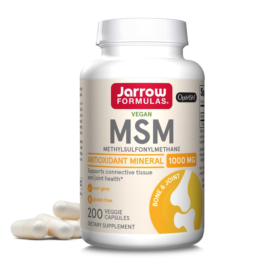 Jarrow Formulas MSM 1000 mg - 200 Veggie Capsules - Metilsulfonylmethane - Sulfur Kaynağı - Diyet Supplement Destekleri ve Ortakları Güçlendirmek - 200'e kadar
