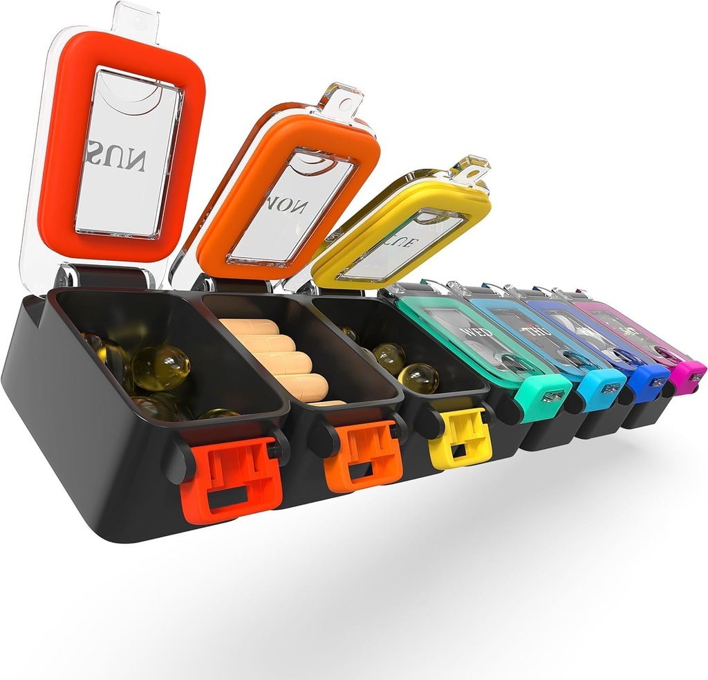 BEXEEN Haftalık Tıp Pill Organize Sular 7 Gün Büyük Pill Box Günlük Pill Case Cute Vitamin Organizer Port Pill Konteyner Seyahat Pills Sahibi XL Supplement İlaçları Bir Gün Bir Gün Daha Fazlası