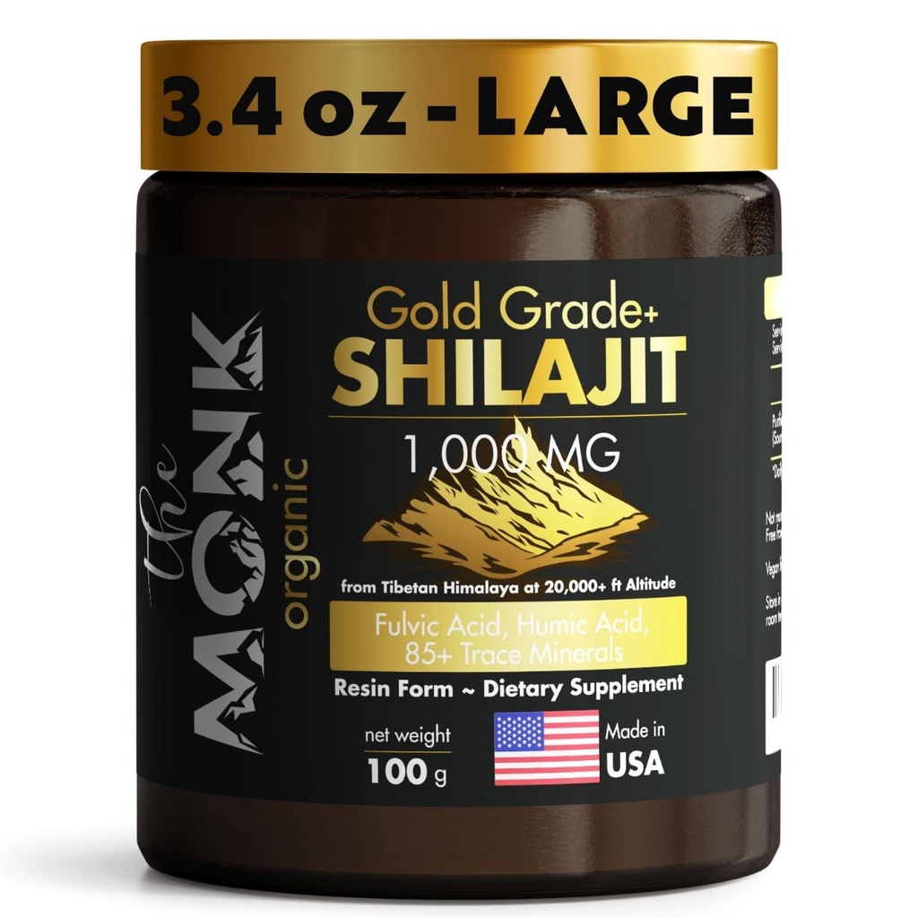 Fulvic Acid, Humic Acid, 85+ Minerals- Gold Grade Plus - 100g, 1000 mg Per Servis - Enerji, Stamina, Beyin Desteği - ABD'de Yapılan